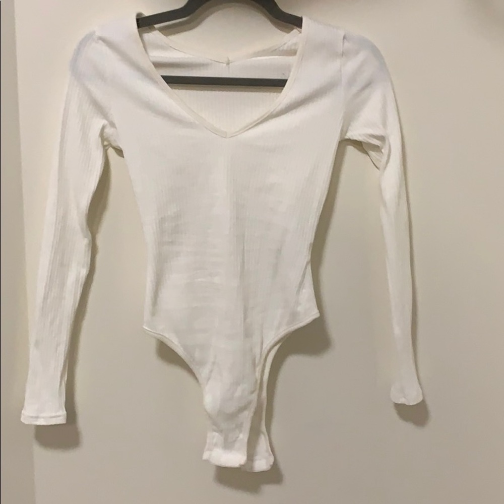 White ribbed body suit